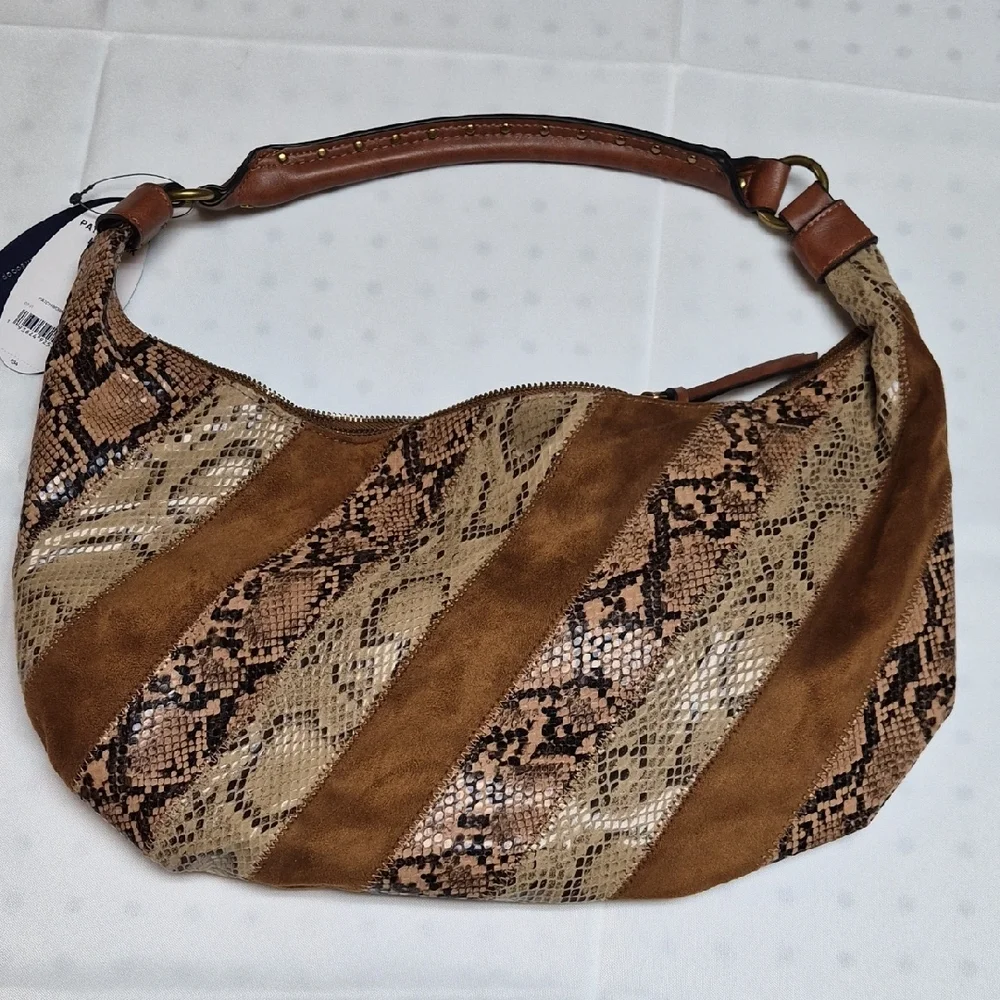 Nwt Scoop Brown and Tan Snake Print Women's Boho Bag